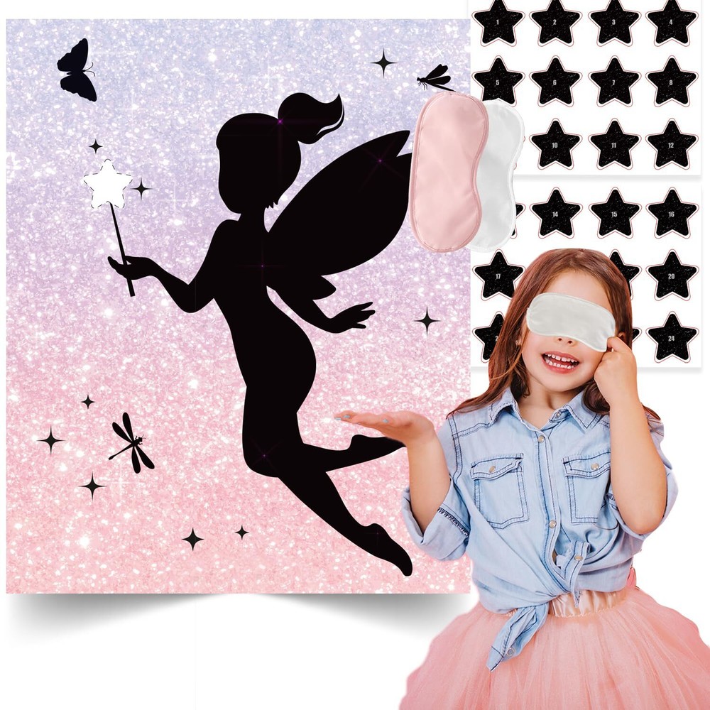 Fairy Birthday Party Games, Pin The Star on The Fairy Game, Fairy Party Decor…