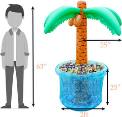 63» Inflatable Palm Tree Cooler, Tropical Luau Party Decorations, Inflatable Dr