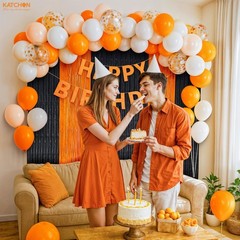 , Graduation Decoration Set – Pack Of 54 | Orange and Black Fringe Backdrop w…