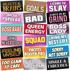 24 Double-Sided Photo Booth Props – Waterproof PVC Signs for Parties