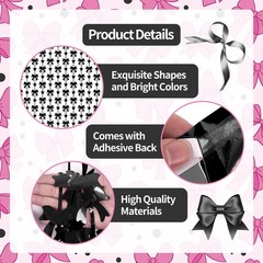 2 Pack Black Bow Foil Fringe Curtains 3.3×6.6 FT Metallic Tinsel Backdrop