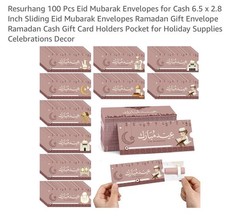 100pc Eid Mubarak Ramadan Cash Gift Envelopes Money Holders Decor Set