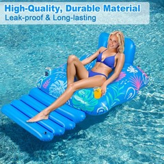 Inflatable Pool Lounger Float, Heavy Duty Pool Floats for Adults with Innovat…