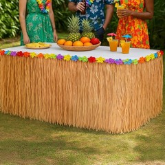 9 Feet x 29.5″ Luau Grass Table Skirt – Hawaiian Theme Party Skirt with