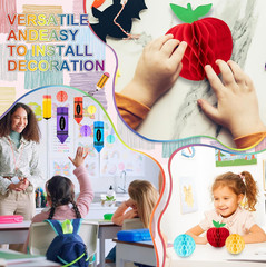 13 Pcs Crayon Apple-Shaped Hanging Honeycomb Balls Honeycomb Pencil Paper Ball D