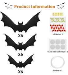 18PCS Halloween Hanging Bats Decorations – Re-usable