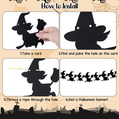 Halloween Glittery Garland, 5 Sets Skull Bat Spider Ghost Witch Party Hanging…