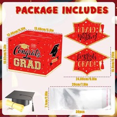 32 Pack Graduation Party DIY Money Box for Cash Set – Black Red Money DIY Cas…