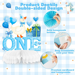12Pcs One Silly Goose Honeycomb Centerpieces 1St Baby Boy Birthday Party Table D