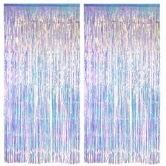 Iridescent Party Streamers Backdrop GREATRIL Neon Transparent Holographic Tinsel