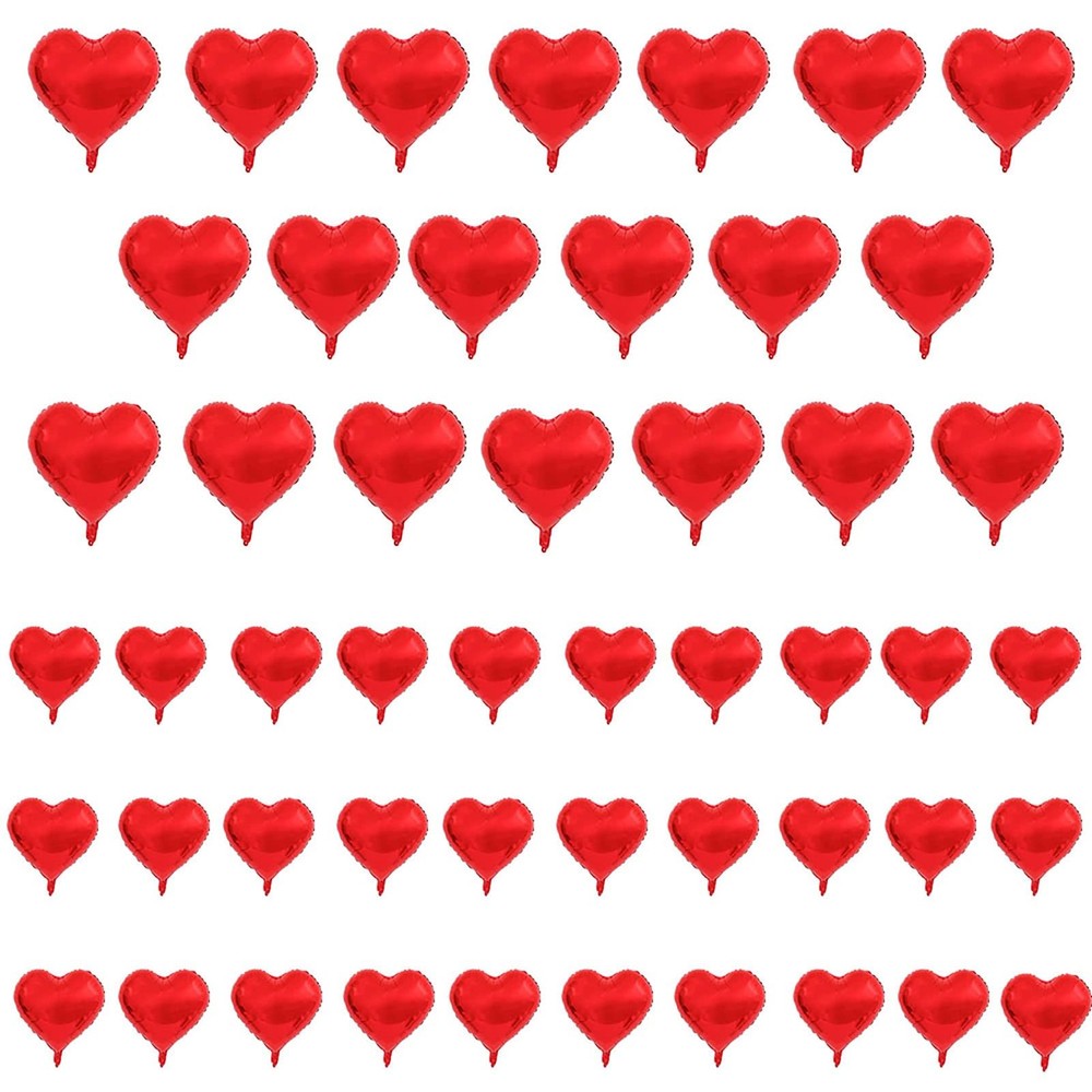 50 Pcs Red Heart Balloon 20 Pcs 10 inch Foil Balloon 30 Pcs 5 inch Mini Ballo…