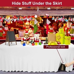 Thick 2 in 1 Spandex Table Skirt and 6Ft (Fits for 72″L x 30″W Table), White