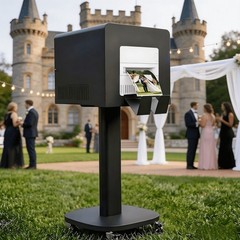 15.6″Touch Screen Photo Booth with RGB Ring Light Metal Selfie Station for Party