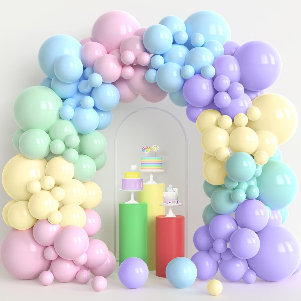 Pastel Balloon Garland Arch Kit, 120pcs Macaron Color Rainbow Party Balloons …