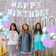 Official Teen Rainbow Supply Birthday Decorations, Colorful Balloon Party 13th