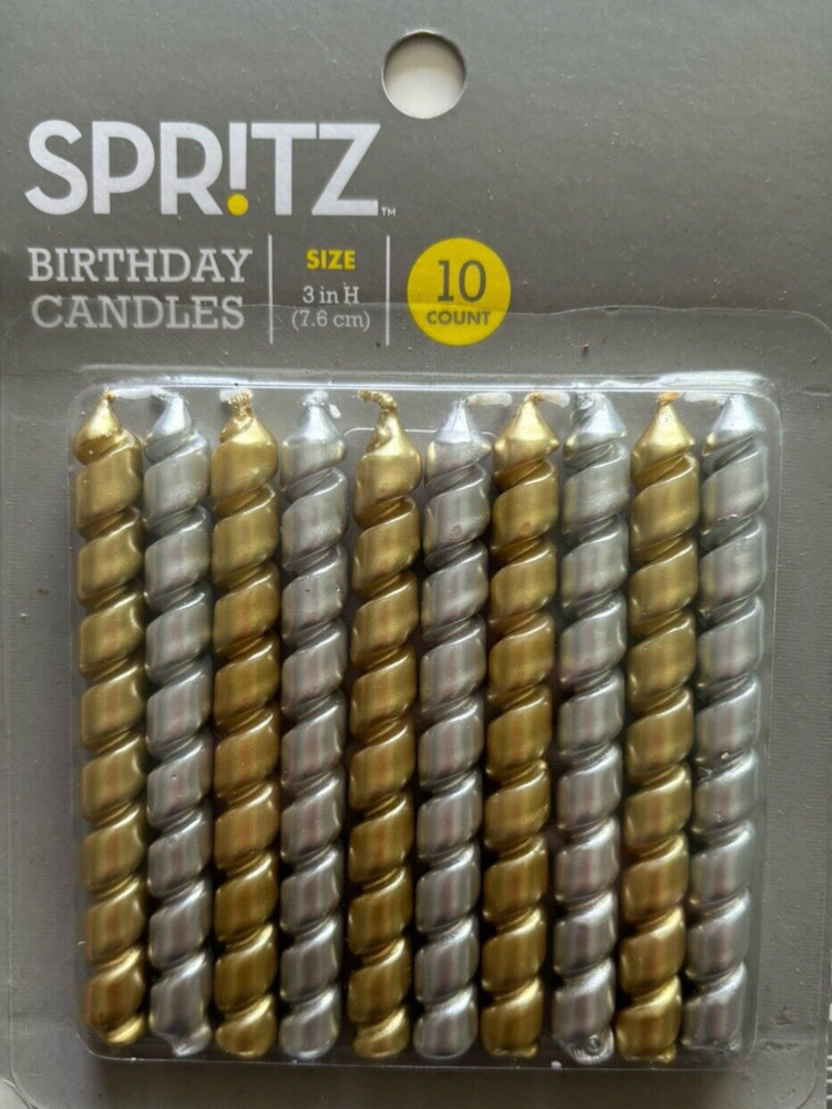 10 PACKS Of Spritz 10 Candles Silver & Gold Party Celebration Birthday New Years