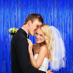 Blue Tinsel Backdrop Foil Fringe Curtains – 2 Packs Door Streamers Backdrop for