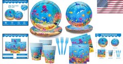 Complete 120-Pc Sea Animal Birthday Decor Set for 24 Children – Eco-Friendly