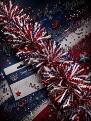 4th of July Tinsel Garland 6 Pack Red White Blue Patriotic 54ft