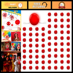 72 Pcs Light-Up Red Clown Noses – Circus Costume Accessories, Party Supplies, Co