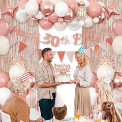 30th Birthday Decorations Rose Gold Balloon Arch Kit Blush Pink Party Decor