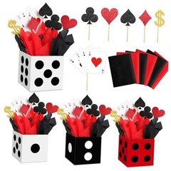 Zhanmai Set Casino Theme Party Decorations 6 x 6 x 6 Inch Paper Poker Boxes 16