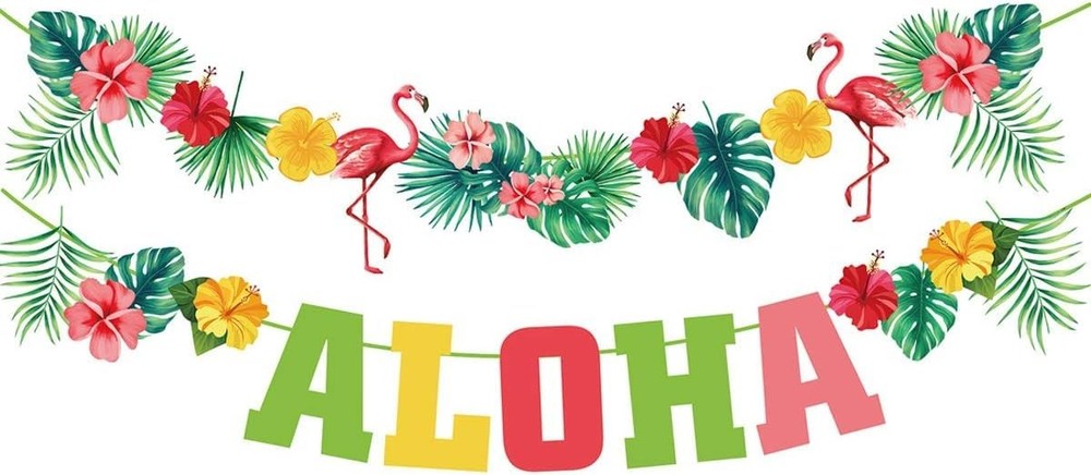 Hawaiian Aloha Party Banner Decorations Luau Theme Party Supplies Summer Beac…