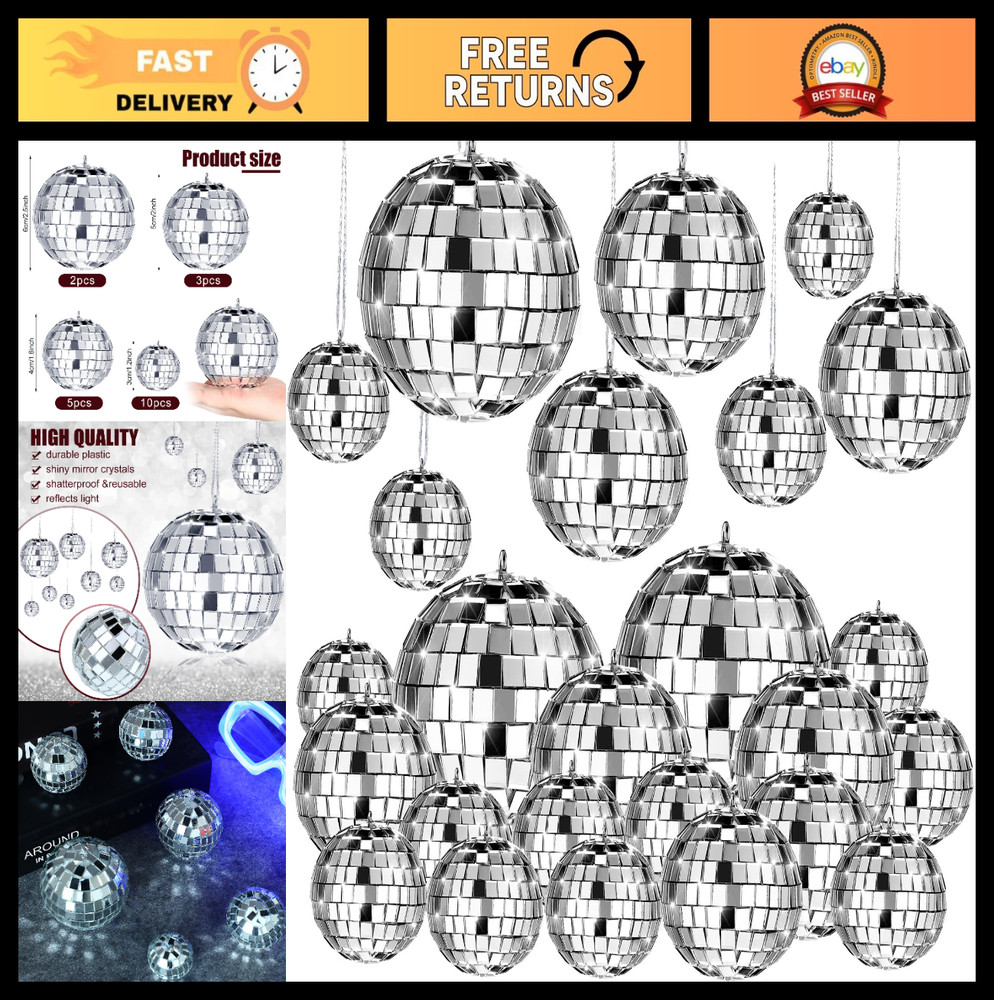 20 Pcs Disco Ball Ornaments – Assorted Sizes for Garden Party, Wedding, Festival