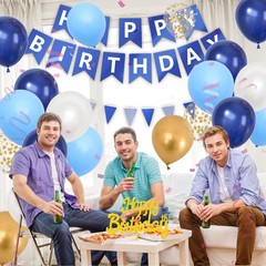 Navy Blue Birthday Decorations, Dark Happy Birthday Party Decorations With Me…