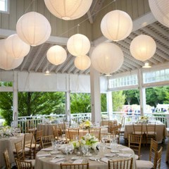 12″ Biege / Ivory Fine Line Premium Even Ribbing Paper Lantern, Extra Sturdy