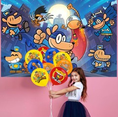 Dog Man Birthday Decoration Set Party Supplies Balloon Backdrop Cake Topper