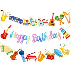 Musical Birthday Party Decorations Colorful Musical Instrument Theme Banners …