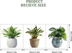 Supzone Potted Plants Window Clings 3pcs Simulated Green Multi-colored