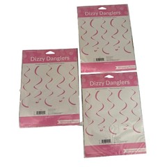 Creative Converting Dizzy Danglers Pink Hanging Swirl Decorations 18in 30ct Lot