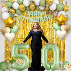, Sage Green 50Th Birthday Decorations Set – Pack of 49 | Sage Green 50 Balloon