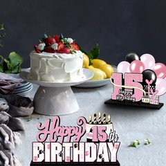 Happy 15th Birthday Pink Acrylic Table Topper Centerpieces Set 15 Years Old