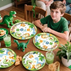 201Pcs Dinosaur Birthday Decorations Tableware Set Serve 25, Dinosaur Decorat…