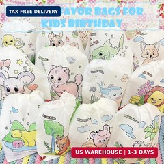 12 PCS Colorable Drawstring Backpack for kids with 12 stackable crayons (7 Color