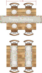 Happy Birthday Table Runner 72 Inches, Grey | Birthday Centerpieces for Tables,