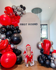 Boxing Birthday Party Decorations，Red Black Boxing Gloves Foil Balloons,Wrestlin