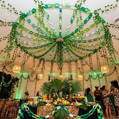 Green Jungle Party Decorations 492ft Green Crepe Streamers 300 Strips Chain G…