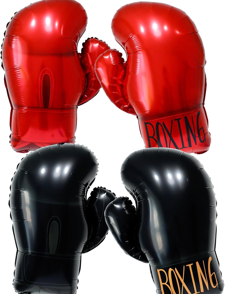 Boxing Birthday Party Decorations，Red Black Boxing Gloves Foil Balloons,Wrestlin