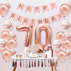 Complete Rose Gold 70th Birthday Party Set: Crown, Sash & Cake Topper Included
