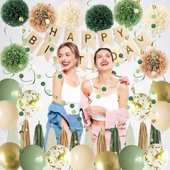 Green Birthday Party Decorations for Women Girls with Happy Birthday Sage Green