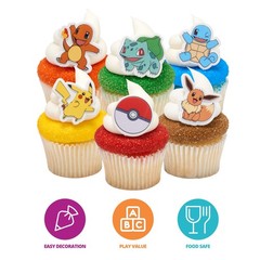 Pokémon Rings, Cupcake Decorations With Pikachu, Bulbasaur, Eevee, Charmander…