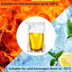 Clear Plastic Spouted Alcohol Juice Drink Festivals Bag Pouch 500ML Reusable