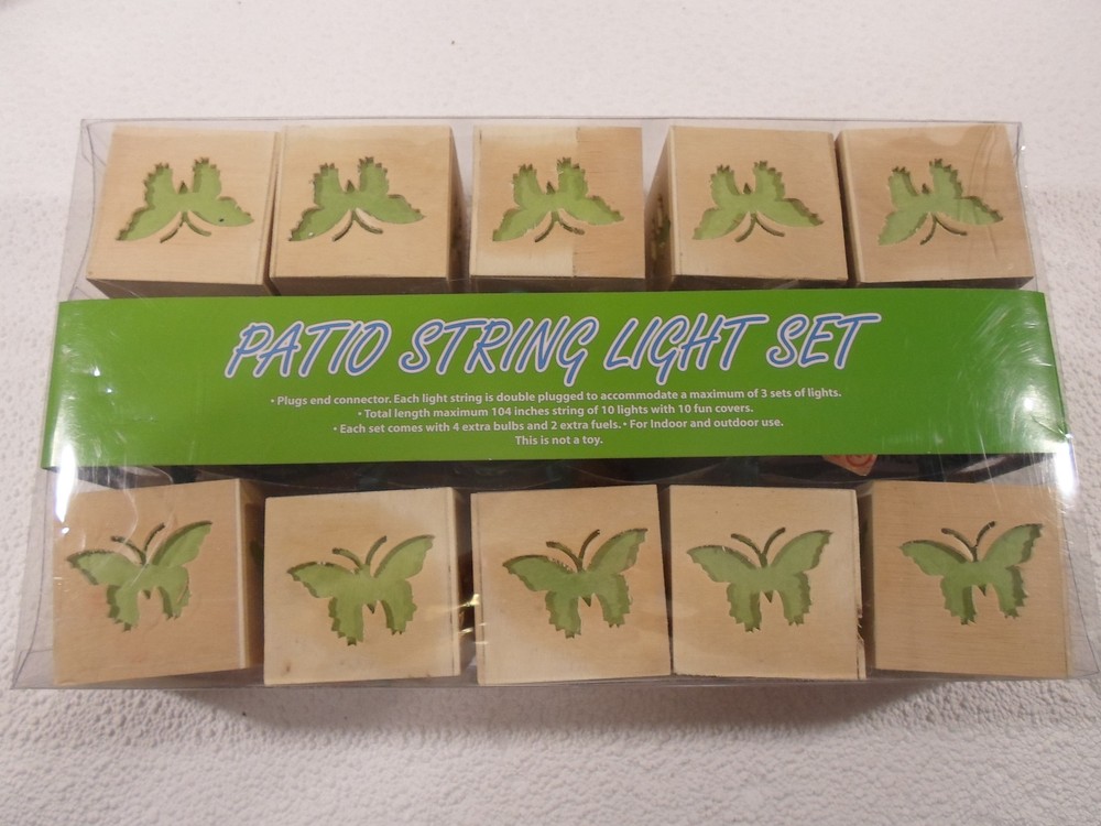 Wood Lamp String Party Patio Lighting Butterfly Light Indoor Outdoor