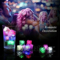 12pcs LED Waterproof Ice Cube Shaped Lights Drinks Wine Light Up Water Activated