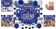 Happy Retirement Celebration Kit – 54pcs Blue Silver Theme for Memorable Parties