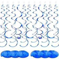 36 Pcs Blue Hanging Swirl Party Decorations Plastic Spiral Ceiling Streamers